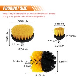 3PCS Car Detailing Drill Brush Set, Car Interior Power Scrubber Brush, Wheel Cleaner Drill Brush, Car Wash Cleaning Kit for Floor, Grout, Car Mats, Tub, Tile, Bathroom, Carpet (Yellow)
