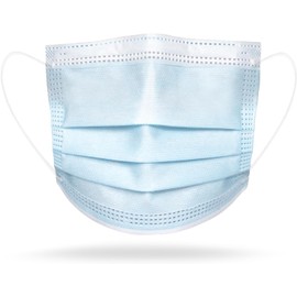 MASC Mid-America Safety Corp Hecho en Estados Unidos, Máscara facial de 3 capas para niños de tamaño pequeño azul con cintas para las orejas - Paquete de 50, Máscara facial (Modelo No: NFR03U-01K)