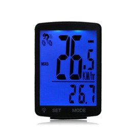 Wireless Bike Computer with Blue LCD Backlight, Bike Speedometer 20 Multi-Functions Real Waterproof Cycling Odometer with 3'' Large LCD Display for Road Bike Mountain Bike