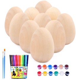 Seasboes 10 Easter Eggs Decoration, Easter Decoration Eggs, Wooden Eggs, Wooden Eggs Decoration, Beech Wood Wooden Eggs, Wooden Easter Eggs for Painting, Wooden Eggs Decoration Children, Large for
