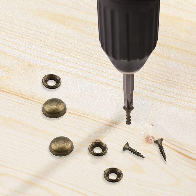 ZIUZI Brass Decorative Screws with Caps, 8 Pack Antique Bronze