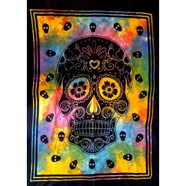 Indian Craft Castle ICC Black White Skull Tapestry Sugar Grateful Dead Tapestry Human Skeleton Wall Decor Hippie (Multi Poster)