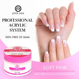 Acrylic Powder for Nails, Super Adhesion Acrylic Nail Powder, Professional Colored Acrylic Nail Powder for Flawless & Beautiful Acrylic Nail Enhancements, Soft Pink, 4 oz - Joya Mia