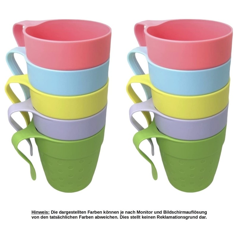 Engelland - Pack of 10 Drinking Cups with Handle, Plastic