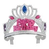 Plastic Gem Silver Happy Birthday Tiara