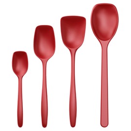 Rosti Classic Cooking Spoon Set of 4, High-Quality Kitchen Utensil Set with 3 Cooking Spoons and 1 Baking Spoon, Made of Plastic, Heat Resistant, Shatterproof, Dishwasher Safe, Red
