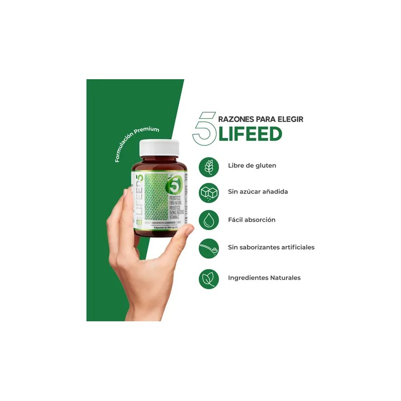 Lifeed Digestión Probióticos Prebióticos Fibra Enzimas Vitc Sabor Sin sabor