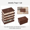 Voova Stackable Jewelry Organizer Tray with Lid, PU Leather Jewelry