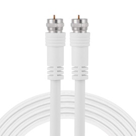 GE RG6 Coaxial Cable, 6 ft. F-Type Connectors, Double Shielded Coax, Input Output, Low Loss Coax, Ideal for TV Antenna, DVR, VCR, Satellite Receiver, Cable Box, Home Theater, White, 33602