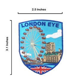 A-ONE 3 PCS Pack-London Eye Badge+England Flag Patch and Pin, Landmark Patch, Vintage Patch, Travel Souvenir, Sew on Iron on Adhesive Patch, Decorative Patch NO.386B