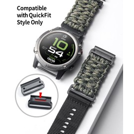 BINLUN Compatible with Garmin Watch Band 20mm/22mm/26mm 550 Paracord Rugged Military Braided Nylon Watch Strap Design for Garmin Fenix/Fit for Forerunner for MARQ for Descent