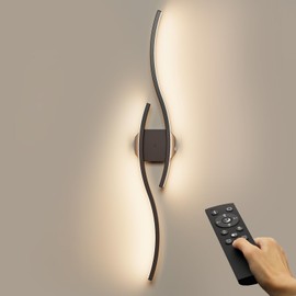 hunhun 40'' Battery Operated Wall Sconces, Wireless Wall Sconce with Remote Control, Black Rechargeable Sconces 3000K-6500K, RGB Dimmable Wall Sconce for Living Room, Hallway, Bedroom