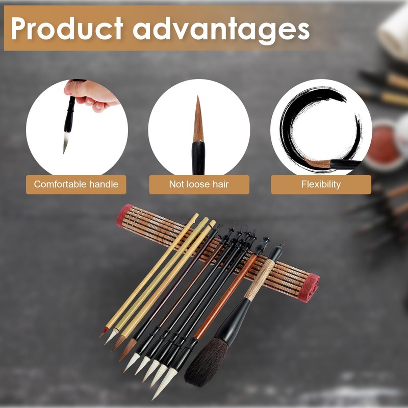 10 PCS Calligraphy Brushes Exquisite Chinese Calligraphy Brush Set with