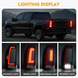 LED Tail Light Fit for GMC Yukon/Yukon XL 2015-2020, Driver and Passenger Side Taillights, Taillight Assembly Replacement Left + Right Pair, Black Housing Smoke Lens