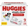 Huggies Simply Clean Unscented Baby Wipes, 9 Flip-Top Packs (576