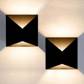 Laplusbelle 2-Pack Modern Outdoor Wall Lights, Black LED Exterior Wall Light Fixtures, Dimmable 10W 3000K Up Down Patio Porch Lights Wall Mount Outdoor Sconces for House Yard Hallway