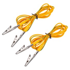 sourcing map ESD Grounding Cable Cord with Alligator Clip 1.8m/71" Long Yellow Anti-Static Ground Wire Cable Clip for Eliminate Conductor Electrostatic, Pack of 2