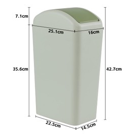 Ewingger 12 L Plastic Trash Bin with Swing Lid, Slim Swing Garbage Bin, 1-Pack