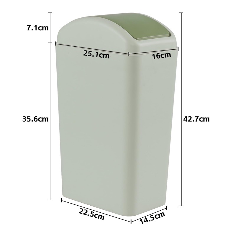 Ewingger 12 L Plastic Trash Bin with Swing Lid, Slim