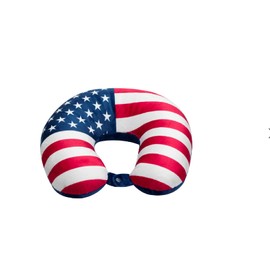 World's Best Cushion Soft Microfiber Neck Pillow, USA Flag