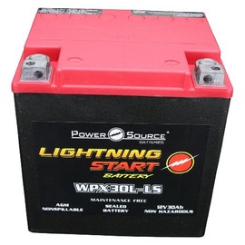 Power Source 01-366P Lightning Start Red/Black 30Ah Battery