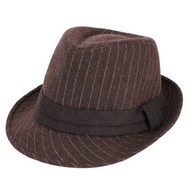 XGOPTS Jazz Hat Winter Gangster Felt Hat Elegant Classic Cap Breathable Outfit Fedora Hat Men's Vintage Men's Cap Wide Brim Cylinder Outdoor Stripes Men's Hat Autumn Carnival Gentleman, brown