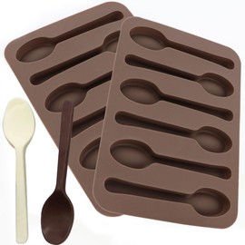 2 Pack Spoon Shaped Chocolate Molds 6 Cavities Silicone Spoon Mold Candy Making Molds DIY Specialty Bakeware Candy Cane Spoons Mold Handmade Chocolate Stirring Spoons Mold