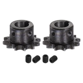 sourcing map 2pcs ISO/DIN 06B-1 Roller Chain Sprocket B Type 15mm Bore, 3/8" Pitch, A3-Steel Single Strand Roller Sprocket Hardened 12 Tooth