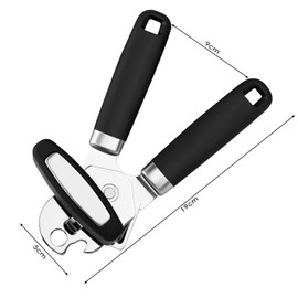 Tekenewbse Manual Can Opener, 3-in-1 Stainless Steel Lid Opener, Test Winner, Bottle Opener for Seniors, Catering, Camping, Jar Opener, Ergonomic Rotary Knob for Elderly with Arthritis