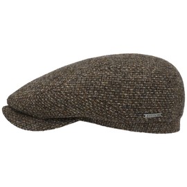 Stetson Belfast Tweed Flat Cap - Men's Flat Cap - Wool Peaked Cap - Winter Cap with Cotton Lining - Wool Cap Autumn/Winter - Men's Cap, brown