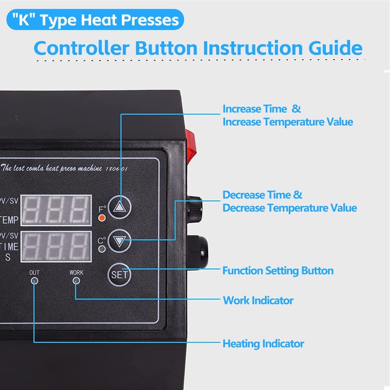 K Type Heat Press Control Box,Replacement Parts for 15x15 Heat