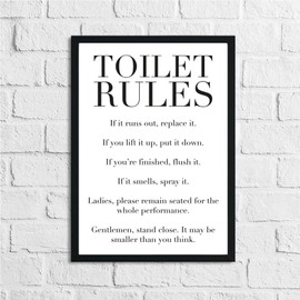 JasonCarlMorgan WinsterCreations Toilet Rules Funny Humorous Bathroom Wall Decor Print A5 Normal