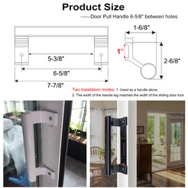 Young Dance Aluminum Sliding Door Handle - 8" Glass Door Pull Fits 6-5/8" Mounting Holes - Perfect for Patio Doors (Black)