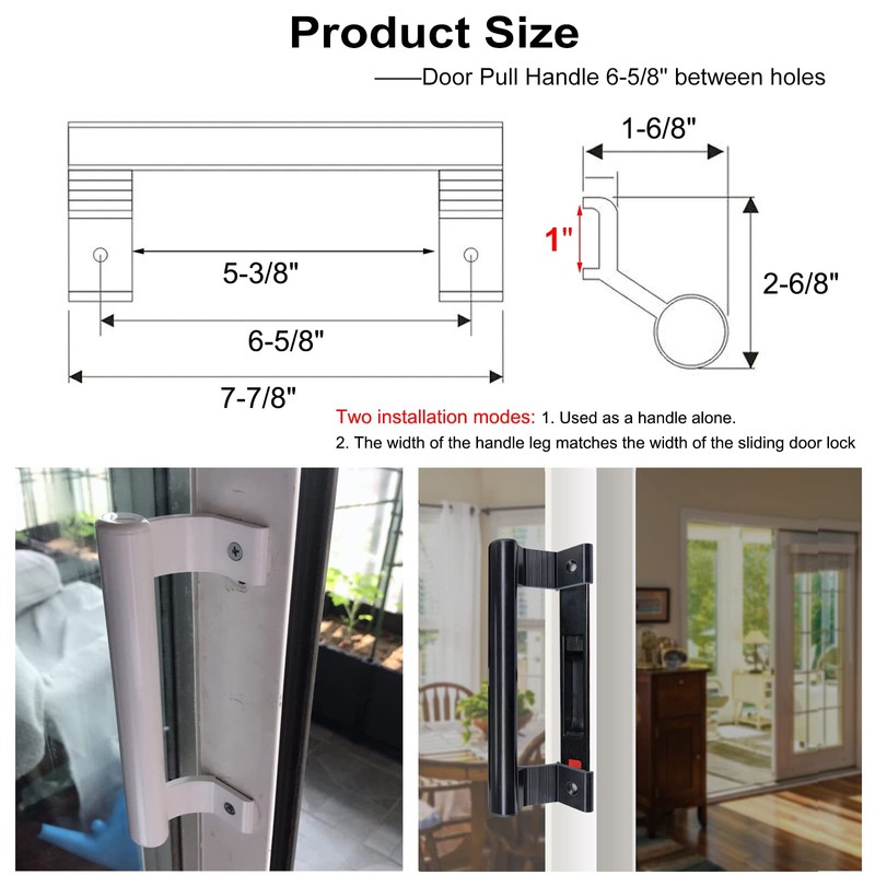 Young Dance Aluminum Sliding Door Handle - 8" Glass Door