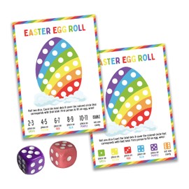 BEUFSE Easter Egg Roll Dice Game, Roll The Egg Game with Two Dices for Easter, Easter Roll The Dice Game, Easter Party Game Supplies, Fun Easter Games for Family -STPD04