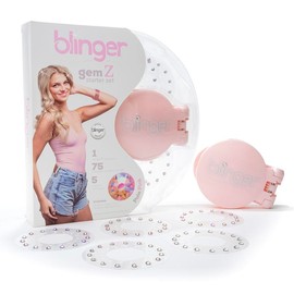 blinger Gem Z Starter Set with blinger Styling Tool + 75 Precision-Cut Glass Crystal- Lavender, Pale Pink, Twinkle Blue  Heatless Haircare - Color: Twinkle Blie