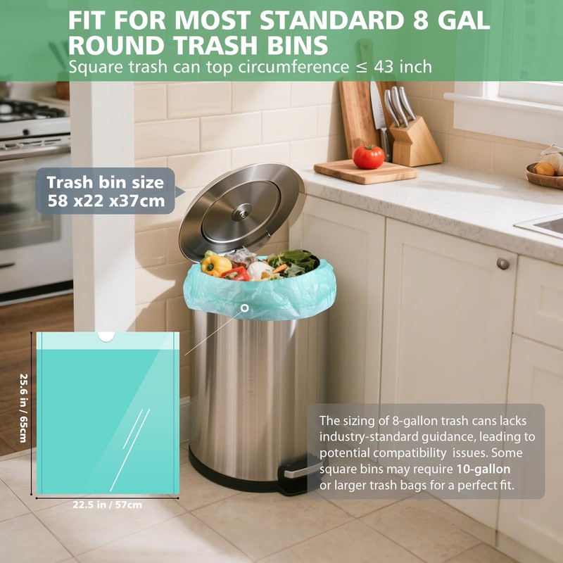 AYOTEE Compostable Trash Bags 8 Gallon Trash Bags Drawstring Unscented,