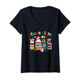 Womens Retro Propofol Nurse Medical Christmas ICU RN ER Nurse Scrub V-Neck T-Shirt