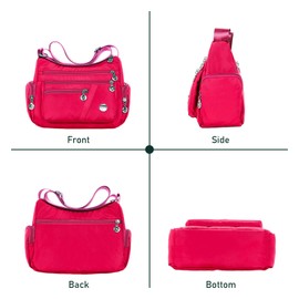 LassZone Crossbody Bags for Women Waterproof Nylon Shoulder Bag Lightweight Tote Handbag Multi Pocket Messenger bag Travel Purse for Casual Work School