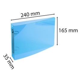 Exacompta - Ref. 51092E - Semi-rigid PP binder for index cards - 2 round rings, diameter 25 mm - Spine 35 mm - External dimensions: 16.5 x 24cm - Colour: Blue