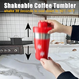 HMZXSY Iced Coffee Maker Cooler, 14.2 oz Coffee Chiller and Tumbler, Ready in One Minute, 304 Stainless Steel Beverage Cooler, Shakeable for Juice, Milk, Water, Wine