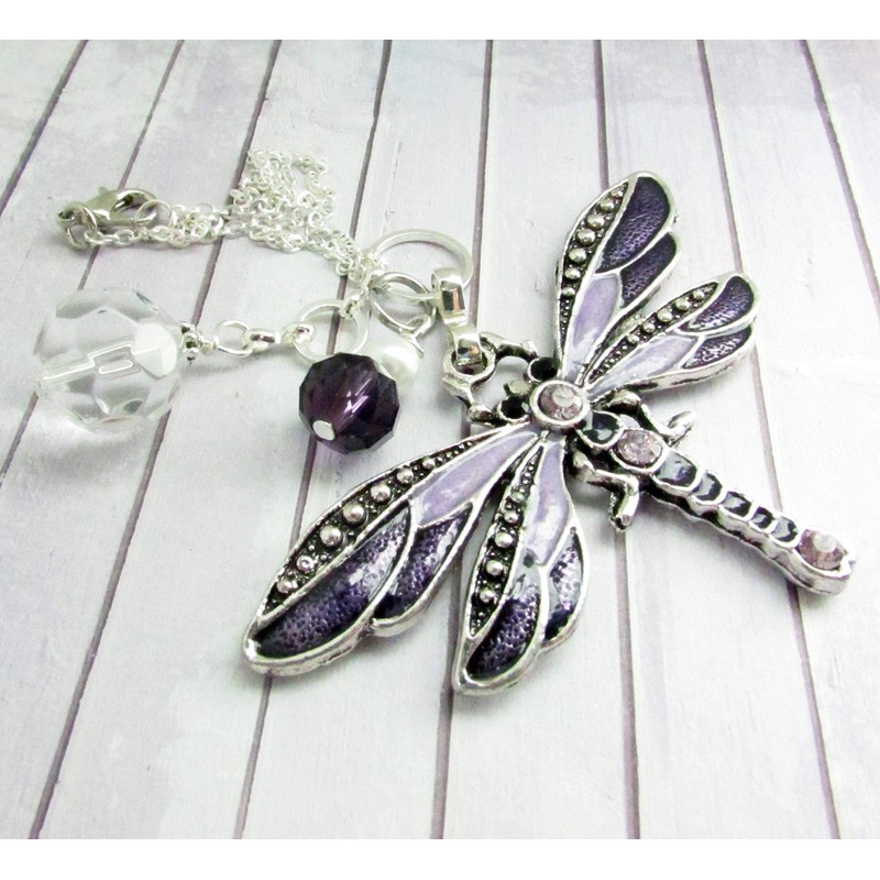Dragonfly Rear View Mirror Car Charm - Crystal Sun Catcher
