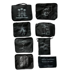 Verkennen set of 8 South East Asia Packing Cubes - Packing cubes featuring maps of south east asia hotspots (Designed For Backpackers) (black)