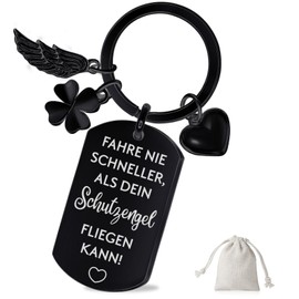 Sugeru Keyring with engraving - courage gift | gift best friend birthday | lucky charm | farewell gift | motivational gifts | for colleague children, Fns-Black, S