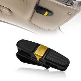 1Pack Sunglasses Holder for Car, Glasses Holders for Car Sun Visor Sunglasses Clip for Car, 180 Degree Rotational Visor Sunglass Holder Car with Ticket Card (Gold)