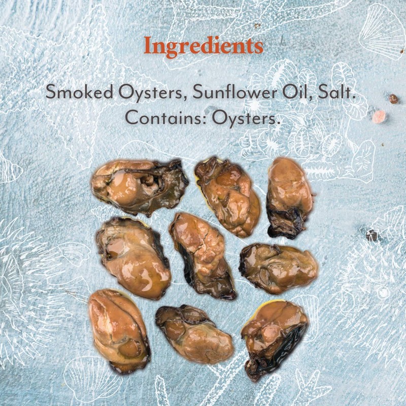 Roland Foods Premium Smoked Large Oysters in Oil, Wild Caught,