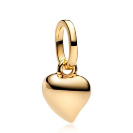 Annmors Gold Heart Mini Dangle Charm for 925 Sterling Silver Women Charm Bracelet Necklace Pendant