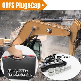 128 PC JIC and ORFS Master Industrial Hydraulic Cap and Plug Hose Tube and Pipe Fitting Kit Cap and Plug Kit Precision Threading in ORFS and JIC 37° Dash Sizes 4 6 8 10 12 16