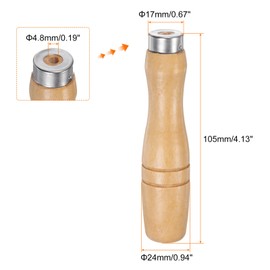sourcing map 3pcs Wooden File Handle 4.13 Inch 4.8mm Round Hole Ergonomic Handles with Metal Collar for 6" Metal Files