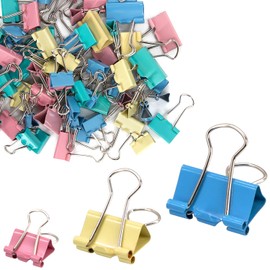 Pack of 72 Coloured Foldback Clips, 3 Sizes Paper Clips, Binder Clips, Metal Foldback Clips, Coloured Stationery File Money Paper Clamps Coloured Metal Binder Clips for School (15 mm/19 mm/25 mm)